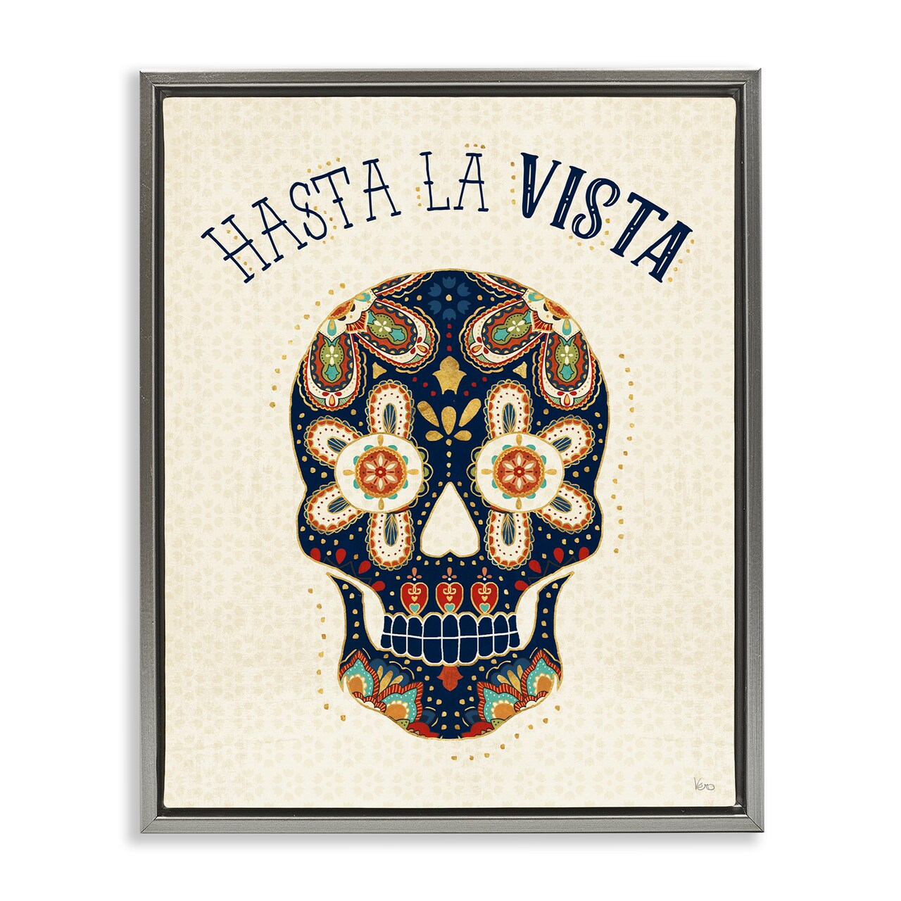 Stupell Industries Hasta la Vista Calavera Framed Floater Canvas Wall Art